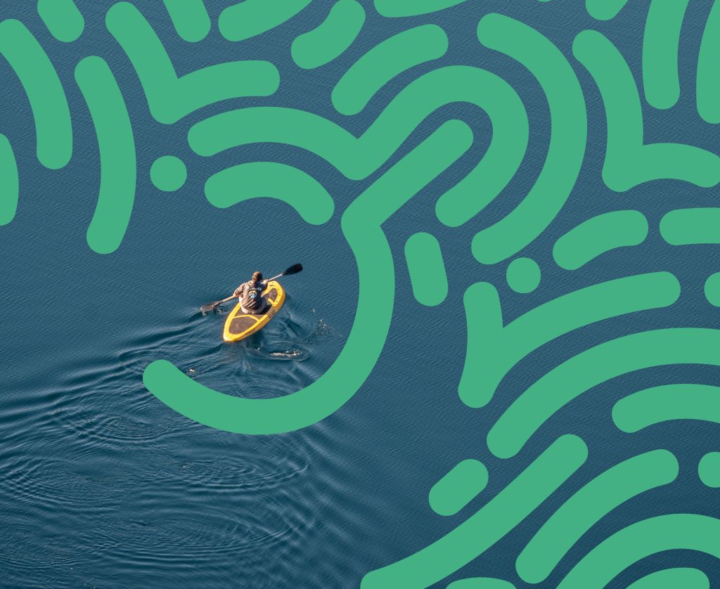 Polyethylene kayak on the water